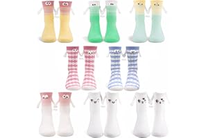 8 Pairs Funny Magnetic Holding Hands Socks, Cute Novelty Socks for Women Men, Silly Gift Ideas for Couples Friends Birthday C