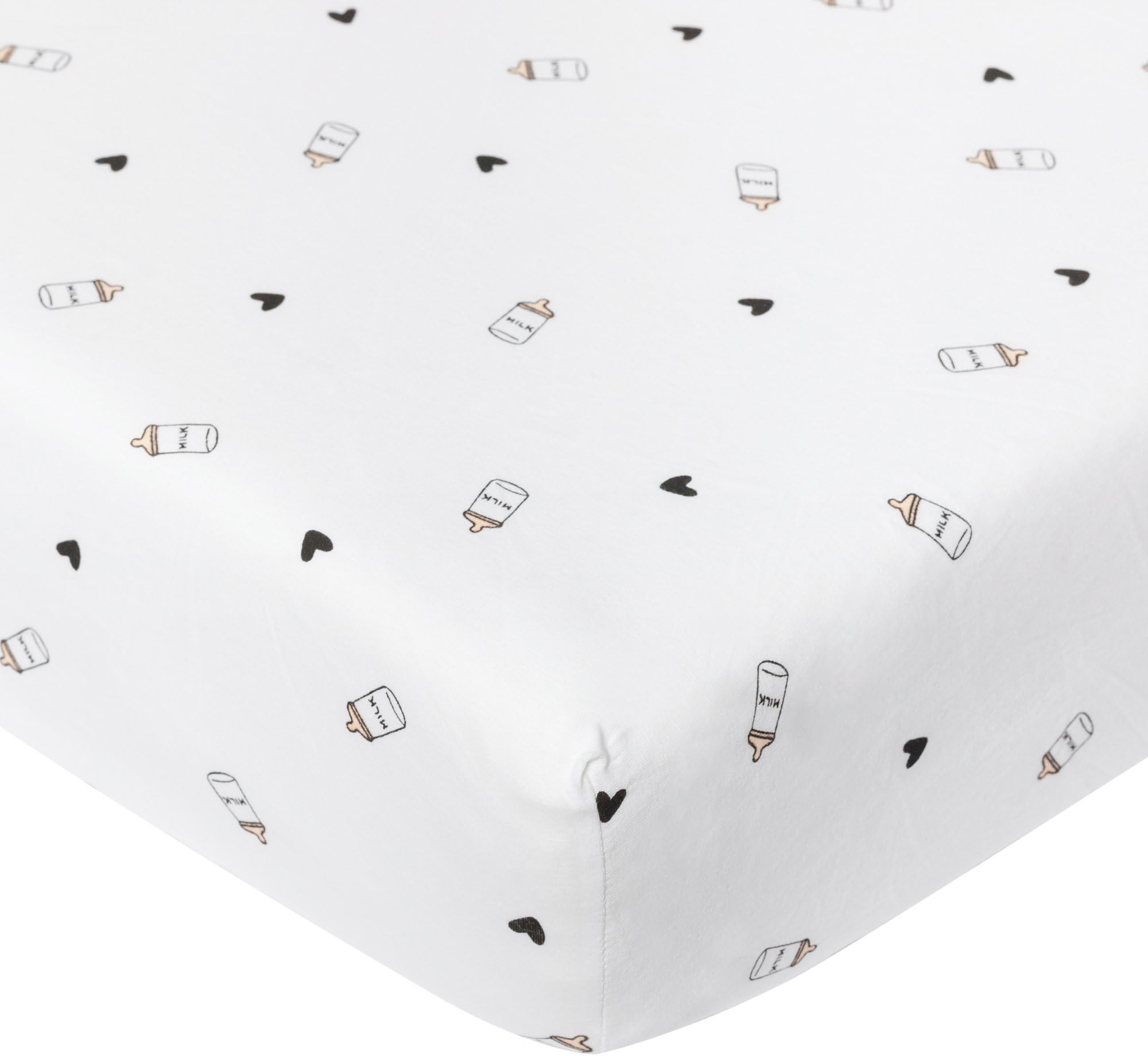 TEALBEE Baby: 100% Organic Cotton Fitted Crib Sheet for Standard Crib Mattress - Softest Hypoallergenic Breathable Cribsheet - Gender Neutral Nursery for Boy or Girl (White & Black)