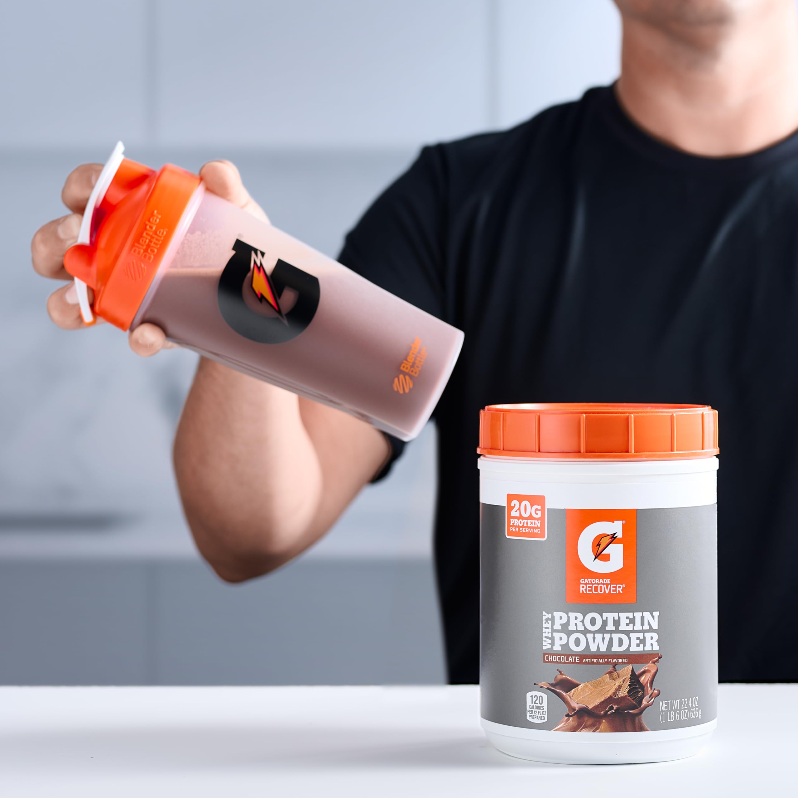 Gatorade Whey Protein Powder, Chocolate, 22.4 Ounce (20 servings per canister, 20 grams of protein per serving)