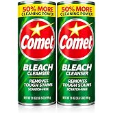 Comet Bleach Cleaner with Bleach, Removes Tough Stains Scratch Free, 50% More Cleaning Power, 2 Pack, by LYNIQUE