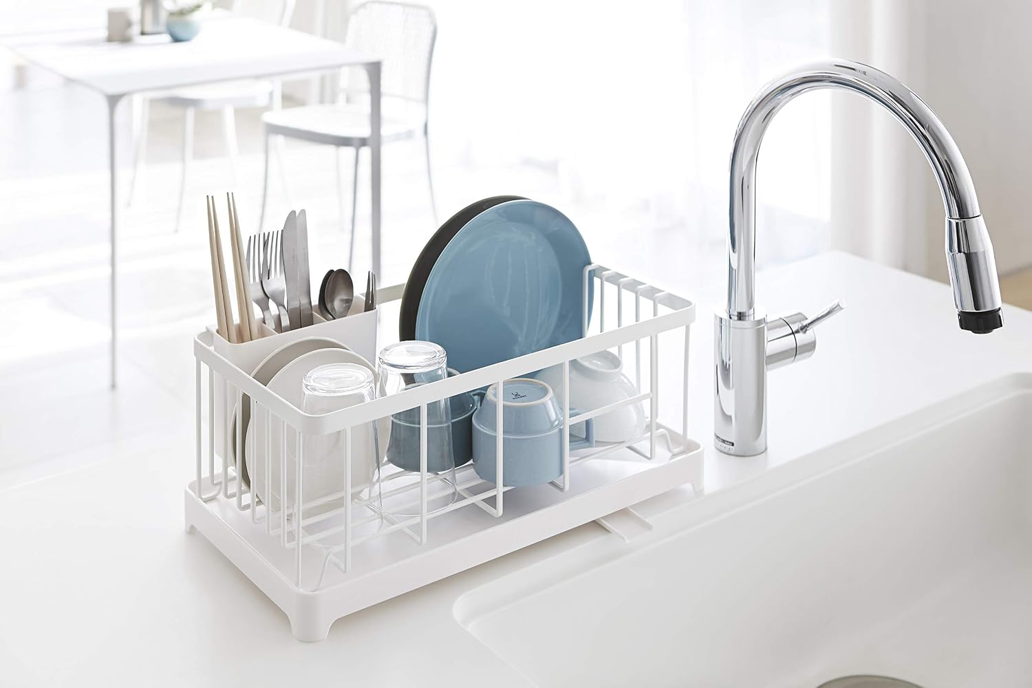 Yamazaki 2875 TOWER Sink Drainer Wire Basket, white, Steel/ABS Resin, Minimalist, 42 x 23 x 17 cm - Image 3