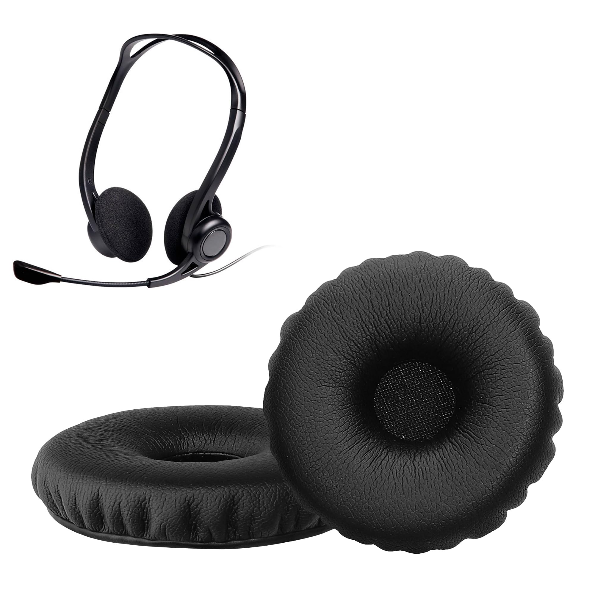 kwmobile 2x Headphone EarpPads for Logitech PC960 / H960 / H650E / H820E Replacement Ear Pads - Headphone Ear Covers - Black