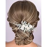 Rumtock Opal Crystal Hair Comb with White Flower Silver Hair Piece for Wedding Brides Bridesmaid Special Occasion Hair Accessories (Silver and Opal)