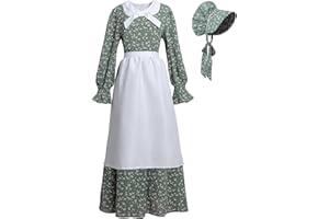 LTAKK Colonial Dress Women Prairie Pioneer Dresses Floral Pilgrim Costume Civil War Dress