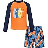 GRACE KARIN Boys Rash Guard Swim Set Boy Two Piece Long Sleeve Swimsuit Kids Bathing Suit Size 6-13Y