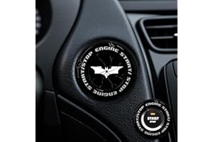 EPOCHHIKE Rotary Push Start Button Cover, Car Motorcycle Ignition Key Switch Cover, Start Stop Button Cover Decoration DIY Car or Motorcycle Interior Decor (Bat-Black1)