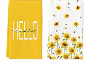 ANTPFAE Summer Hand Towels Set of 2,Sunflower Bee Hello Sunshine Bath Hand Towels for Bathroom Decorative Soft Absorbent Face Towels for Bathroom Home Hotel Gym Spa Yoga Kitchen 18"x26"