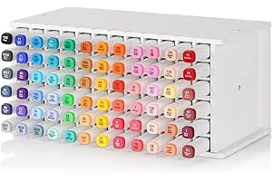 Loghot Marker Storage Organizer Marker Holder 72 Slots Marker Organizer for Desk with Removable Divider Art Marker Rack to Storage Markers Pens Colored Pencils Art Supply (White 72 holes)