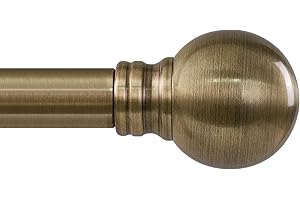 Antique Bronze Curtain Rods for Windows 48 to 84 Inch 1" Diameter Adjustable Heavy Duty Brass Window Curtain Rod with Metal F