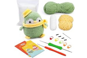 HMTDIYOU Crochet Kit for Beginner, Crochet Kit for Kids Women Men, Crochet Starter Kit with Video Tutorial and Instructions, Beginner Crochet Kit for Adults, Green Penguin