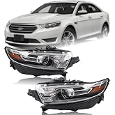 Chrome Projector Headlights Fit 2013-2019 Ford Taurus SE/SEL/SHO/Limited | Duolctarms Halogen Type Pair DG1Z13008U DG1Z13008Y