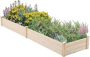 Skiway Outdoor Wooden Raised Garden Bed Patio Planter Kit Box Grow for Deck Balcony Vegetables Flowers Gardening - Natural