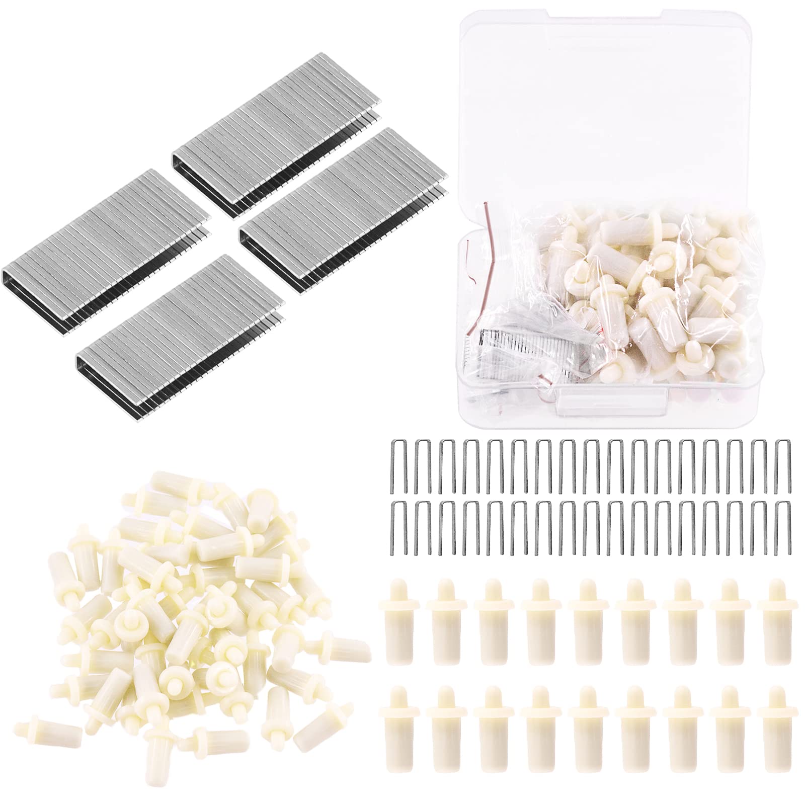 Tanstic 130Pcs Plantation Shutter Repair Tool Set, Spring Loaded Shutter Pins Replacement and Tilt Rod Shutter Louvers Staples for Windows Tools Supplies (White)