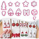 KEOKER Christmas Clay Cutters, Winter Polymer Clay Cutters for Earrings Making, 10 Shapes Holiday Clay Earrings Cutters, Poinsettia Clay Cutters, Grinch Clay Cutter (Earring Clay cutter2)