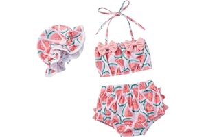 YCCUTEST Toddler Girl Swimsuits Infant Baby Girl Bathing Suit Bikini Sets Swimwear 3 Piece Summer Beach Outfit Top Shorts Hat