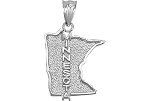 Claddagh Gold .925 Sterling Silver Dangling USA American State Map with Star Texture Charm Pendant - Choice of State