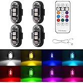 4PCS Wireless LED Strobe Lights with Remote Control, 8 Colors USB Charing Waterproof Anti-Collision Led Emergency Warning Lig