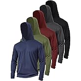 Suitswinew 5 Pack Sun Protection Hoodie for Men UV Long Sleeve Shirts Quick Dry Lightweight Work Athletic Rash Guards