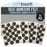 SoftTouch 3/8" Round Mini Self-Stick Furniture Slider Felt Pads for Hard Surfaces, Noise-Reducing Adhesive Furniture Moving Pads for Beds, Sofas, Dressers, 84-Count, Brown