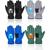 Hicarer 4 Pairs Winter Gloves for Kids Waterproof Snow Ski Gloves Girls Boys Warm Unisex Youth Clothes for Cold Weather