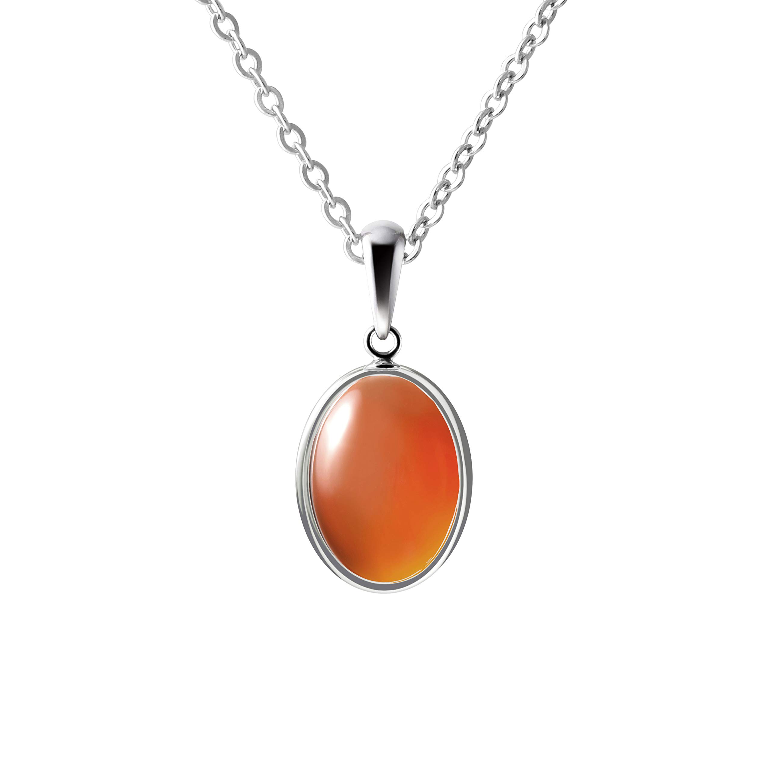 Franki Baker Carnelian Oval Gemstone Small Pendant Necklace on Sterling Silver. Length 50cm