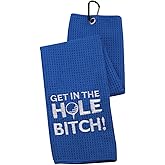 Embroidered Golf Towel Gift Golf Lover Gift Get in The Hole Bitch Golf Towel with Clip (Get in The Hole)