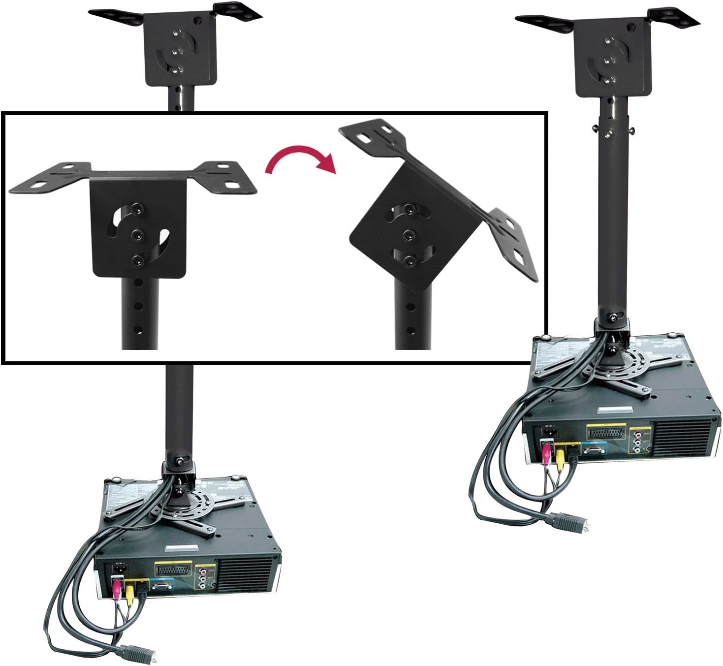 Universal Telescopic Lcd Dlp Projector Ceiling Mount With 360