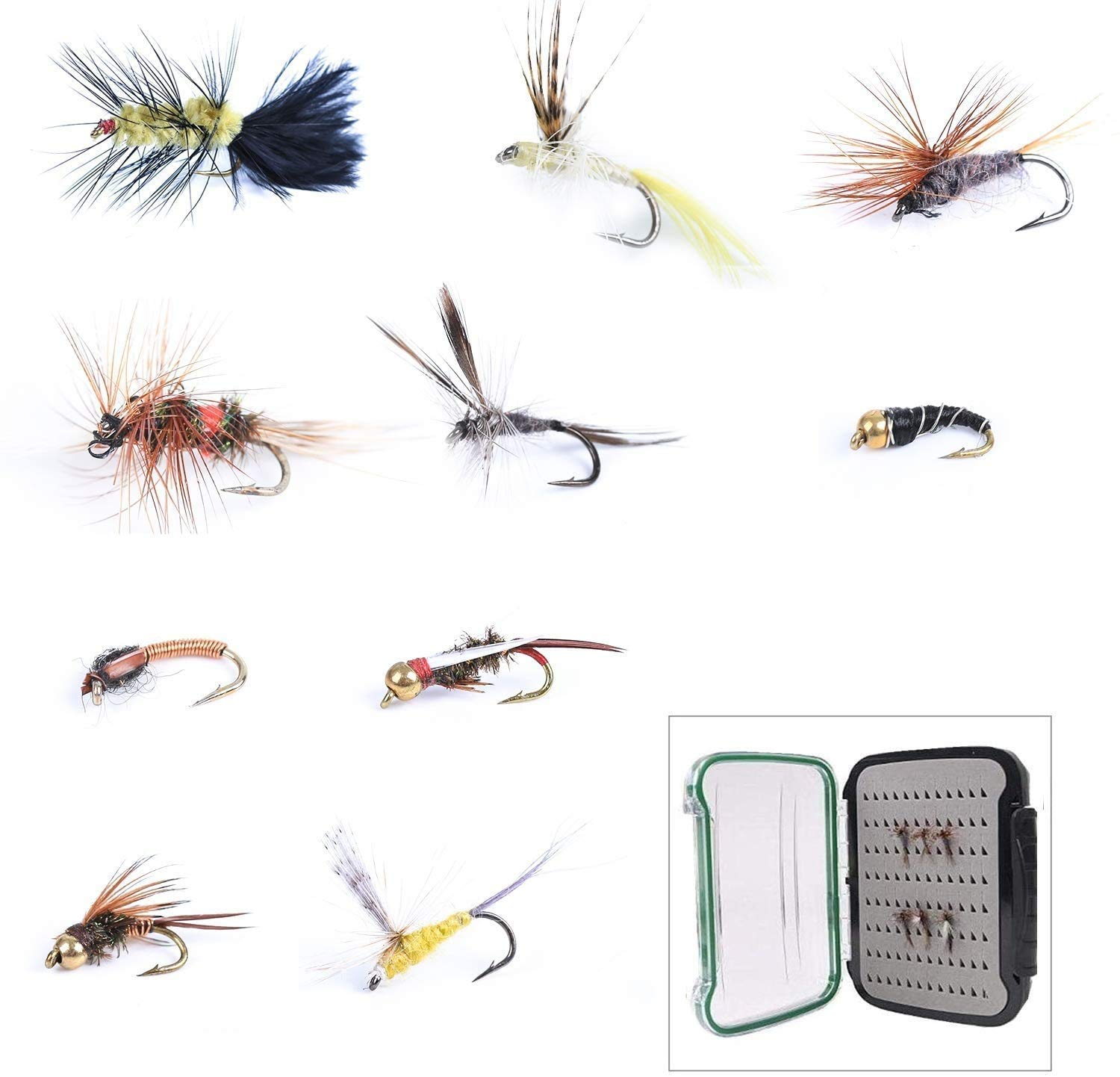 MAXIMUMCATCH Fly Fishing Flies Kit - Dry/Wet Flies, Nymphs, Streamers, 15PCS Handmade Lures