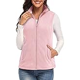 SMENG Women's Fleece Vest Zipper Sleeveless Stand Collar Jacket Soft Warm Outerwear Coat Vest with 4 Pockets