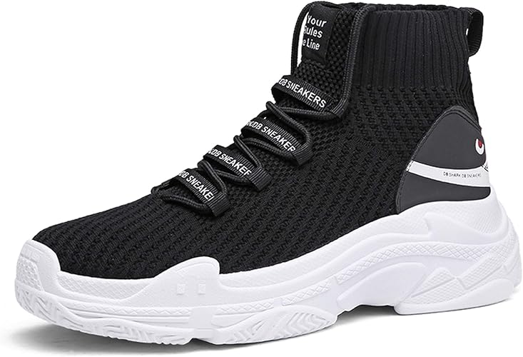 Amazon スニーカー メンズ 運動靴 ニット ハイカット ウォーキングシューズ ジョギング 日常着用 軽量スニーカー ソックスブーツ サメ柄 軽量 通気 厚底 3カラー 24 5 28 5cm スニーカー
