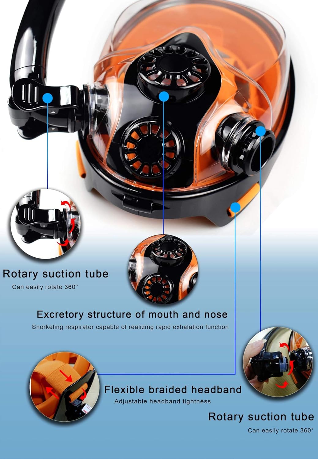 DEDEPU Scuba Cylinder Full Face Diving Mask Size S/M Scuba Oxygen 1L Tank Blue Color with Manual Oxygen Pump : Sports & Outdoors