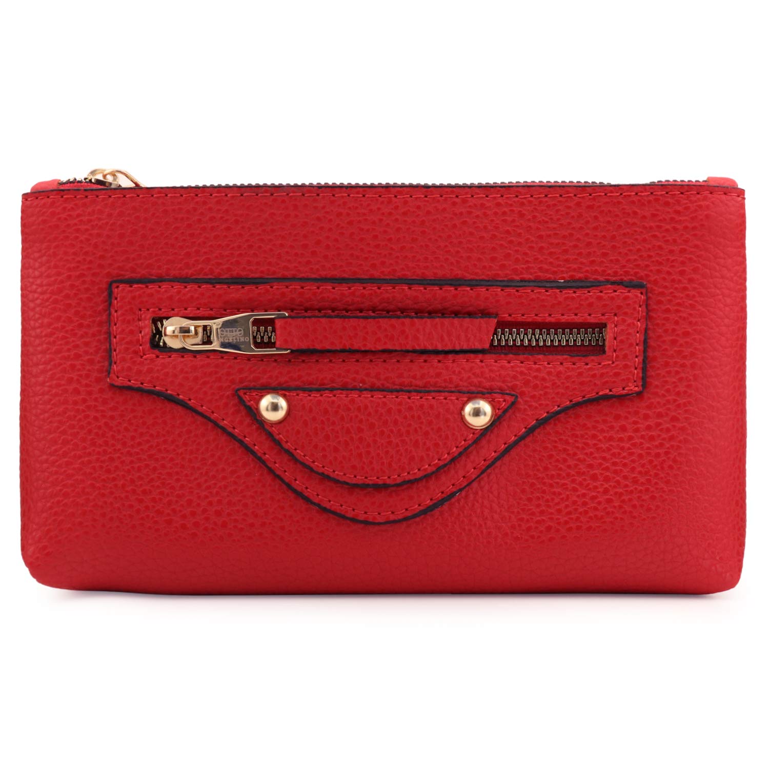 Otto Angelino Zippered Leather Clutch Purse Compatible with Smartphone