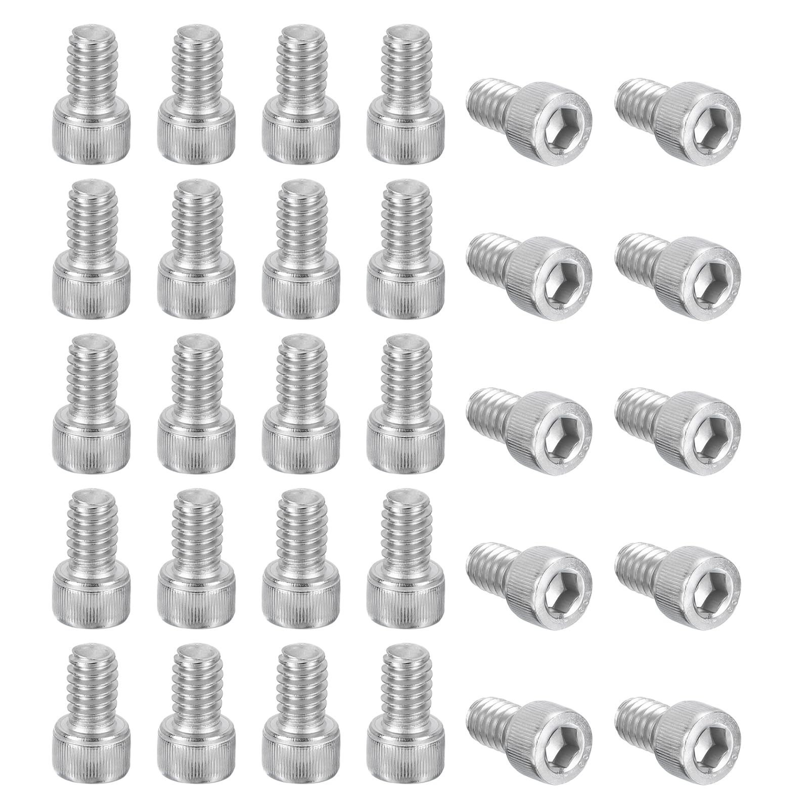 PATIKIL 1/4-20 x 3/8" Hex Socket Cap Head Screw Bolt, 30Pcs 304 Stainless Steel 18-8, Machine Full Thread for Construction, Manufacturing, Engineering, Assembling, Furniture