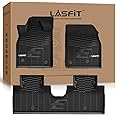 LASFIT Floor Mats for Ford Mustang Mach-E 2021-2025 TPE All Weather Protector Car Liners, 1st & 2nd Row, 3pcs Black