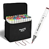 cloudriver Alcohol Markers Brush Tip, 60 Colors Dual Tip Art Markers For Adults Coloring Books Illustration Craft Card Making