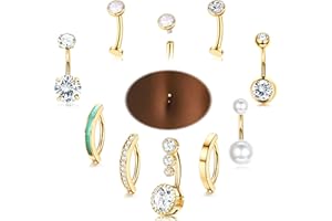 MILACOLATO Belly Button Rings for Women 316L Surgical Steel Clicker Belly Rings CZ Navel Rings Belly Piercing Jewelry