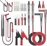 Cleqee 21Pcs Multimeter Test Leads Kit with Replaceable Probes, Clips & Tweezer