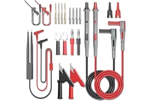Goupchn Multimeter Test Leads Kit 21PCS Digital Electrical Testing Probes Set with Alligator Clips SMD IC Test Hook Clips Test Tweezer Replaceable Precision Sharp Probes