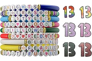 Ava Riley Friendship Bracelets, 13 Tattoo Colorful Birthday Gift Bracelet Stackable Colorful Initial Charms, 26 Letters 9PCS Songs Album Jewelry Stuff