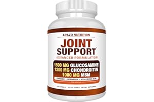 Arazo Nutrition Glucosamine Chondroitin Turmeric Msm Boswellia - Joint Support Supplement for Relief 120 Capsules for Bones, Back, Knees, Hands (120 Capsules)