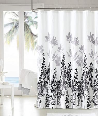 Jisen Shower Curtain Liner Beautiful Flower Pattern Design 3D Polyester Fabric Waterproof Bath Curtains with Hooks