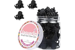 JASVERLIN Small Hair Clips Tiny Claw for Fine Thin Hair, Women Little Girl Plastic Mini Accessories Clam Clip Styling, Non-Sl