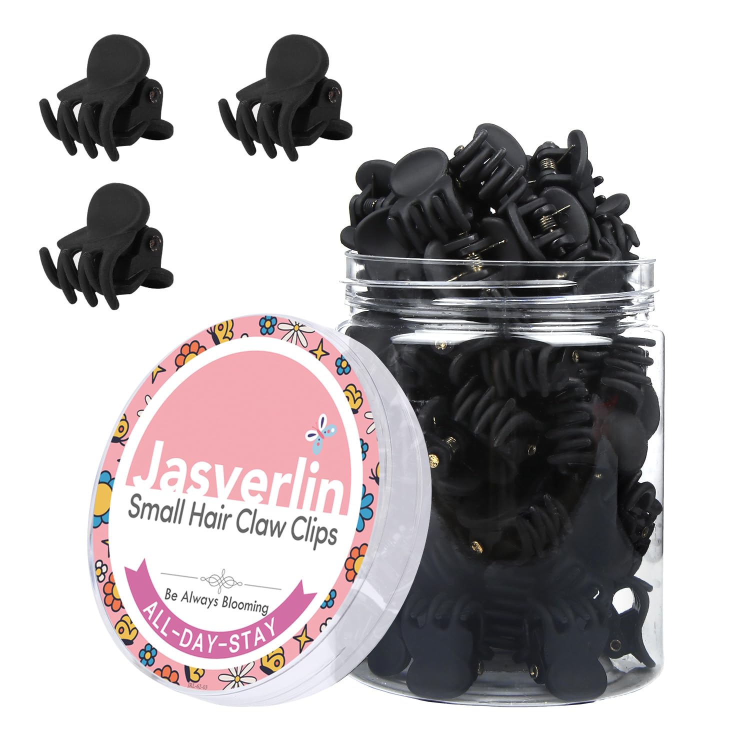 JASVERLIN Small Hair Clips Tiny Claw for Fine Thin Hair, Women Little Girl Plastic Mini Accessories Clam Clip Styling, Non-Slip Strong Grip Jaw 50pcs (Matte Black) — image 1