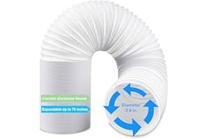 MEQHUO Portable Ac Hose, Portable Air Conditioner Hose Replacement, Universal Ac Exhaust Vent Hose, Diameter 5.9" Air Conditioner Exhaust Hose Length 79" Compatible with Delonghi & Lg(Anti-Clockwise)