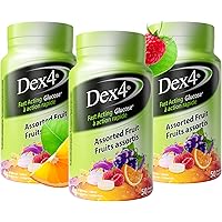 Dex4 Glucose Tablets – Assorted Fruit Flavour – 50 Tablets per Bottle, 3-Pack – Fast-Acting, Pre-Measured Glucose Tabs – Fat-