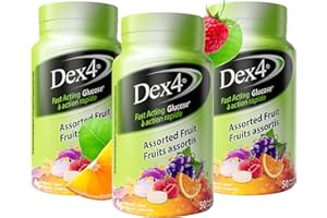 Dex4 Glucose Tablets – Assorted Fruit Flavour – 50 Tablets per Bottle, 3-Pack (150 units) – Fast-Acting, Pre-Measured Glucose
