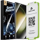 MAGIC JOHN 2 Pack for Samsung Galaxy S23 Ultra Screen Protector [PET Film Material Not Glass] 6.8 inch,[100% Fingerprint ID Compatible] Easy Installation Tray, Shock-Resistant, 3D Curved, Bubble Free, Scratch Proof, HD Clear, Case Friendly