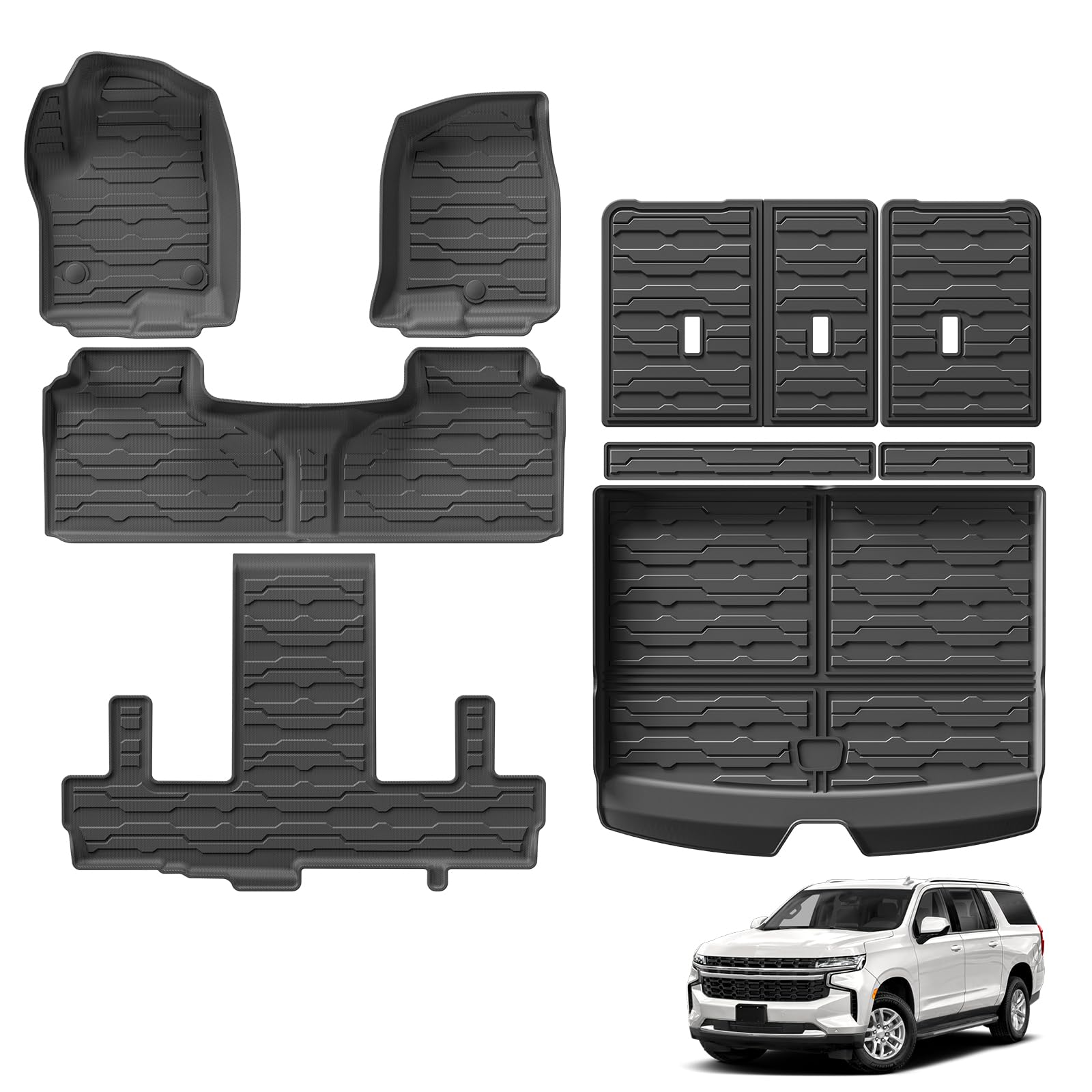 Photo 1 of SMABEE Floor Mats & Cargo Liner & Backrest Mats for Chevrolet Chevy Suburban 2026 2025 2024-2021 (Not Fit GMC Yukon XL) TPE All Weather Floor Liners Trunk Mat Accessories Interior Protective Pads