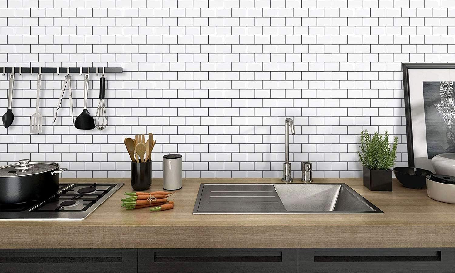 Yoillione Peel And Stick Backsplash Tiles – 10 Sheets, 12x12 Inch, 2.5mm Thick Vinyl, Waterproof & Heat Resistant, Removable, For Kitchen, Bathroom, RV