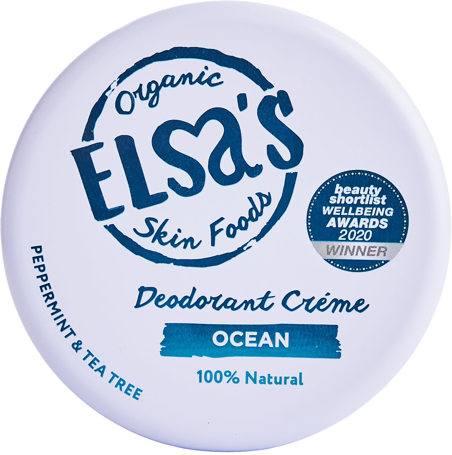 Elsa's Organic Skin Foods, Natural Deodorant Cream, Ocean, Aluminium Free, Works for Sensitive Skin, 24 Hours Protection, Whole Body Deodorant, 50g